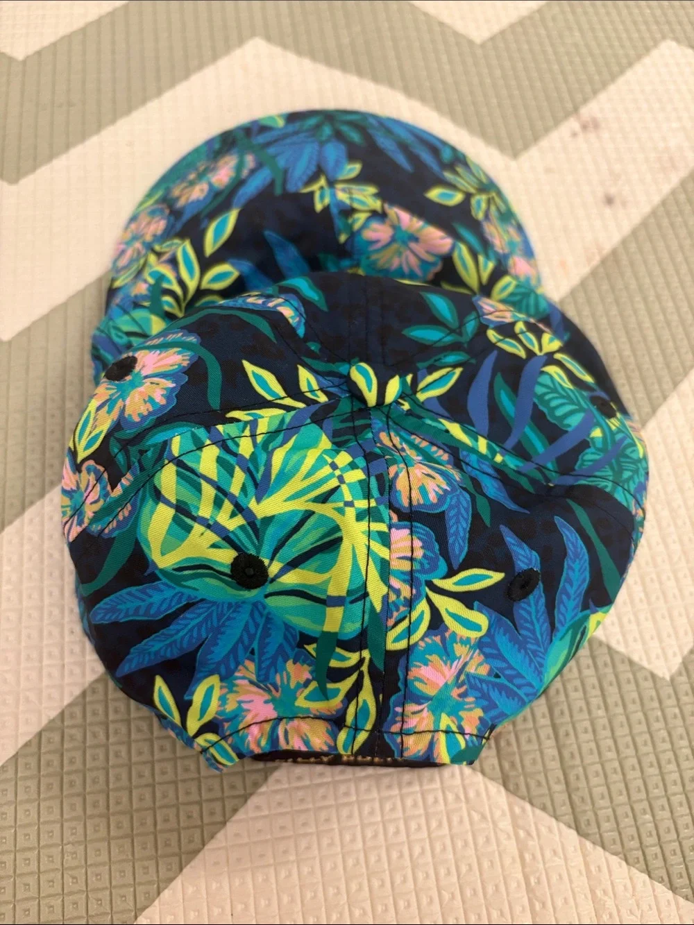 Lilly Pulitzer Navy Tropical Floral Kids Cap with Teal & Lime Accents